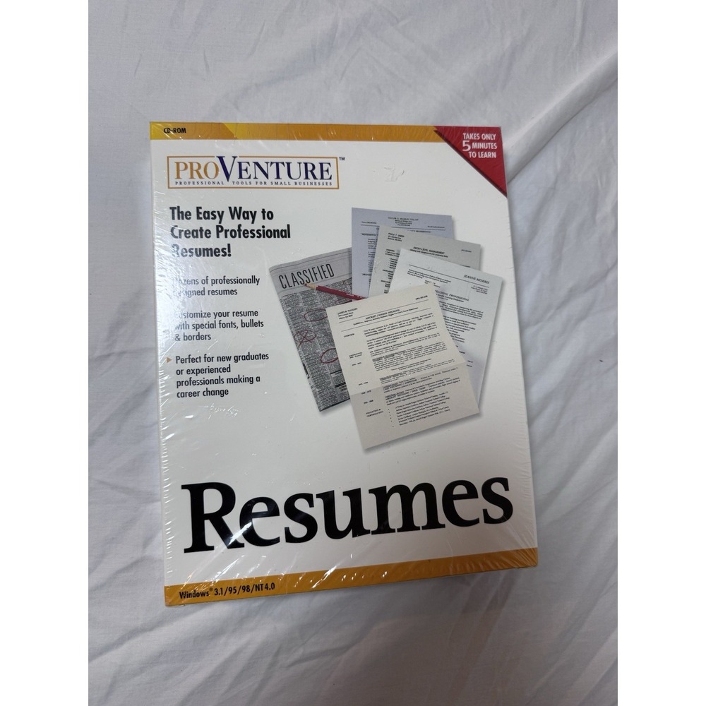 1999 ProVenture Resumes Professional Windows CD-ROM MySoftware Company 5368 NEW